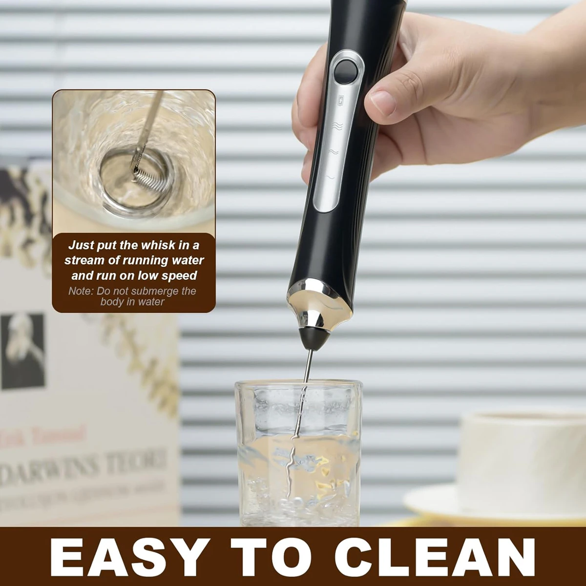 Handheld Milk Coffee Frother Rechargeable Electric Whisk Drink Mixer For Latte Cappuccino Hot Chocolate Egg Kitchen Whisk Gadget - Image 6