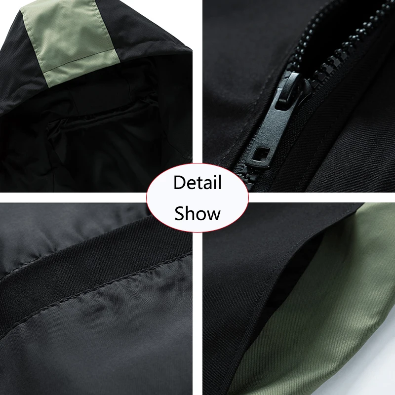 9XL New Men Spring Outdoor Leisure Windbreak Hooded Jacket Men Autumn Cargo Pocket Fashion Brand Loose Jacket Coat Male Clothing - Image 6
