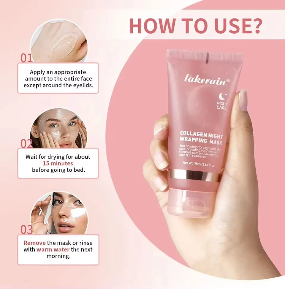 Overnight Wrapping Peel Off Facial Mask Set Hydrolyzed Collagen Night Wrapping Mask Deeply Hydrates Night Care Mask Skin Care - Image 6