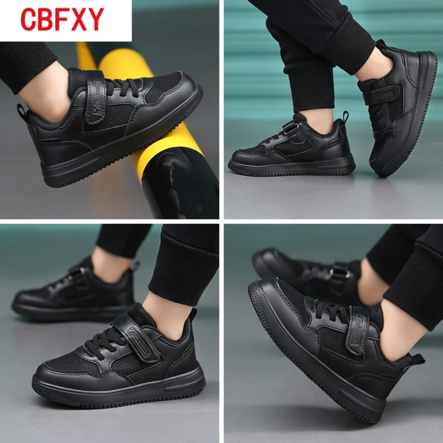 2026Children Sneaker Boys Casual Shoes Black Leather Flat Student Walking Shoes Non-slip Girl Lightweight Sports Tennis Footwear - Image 6