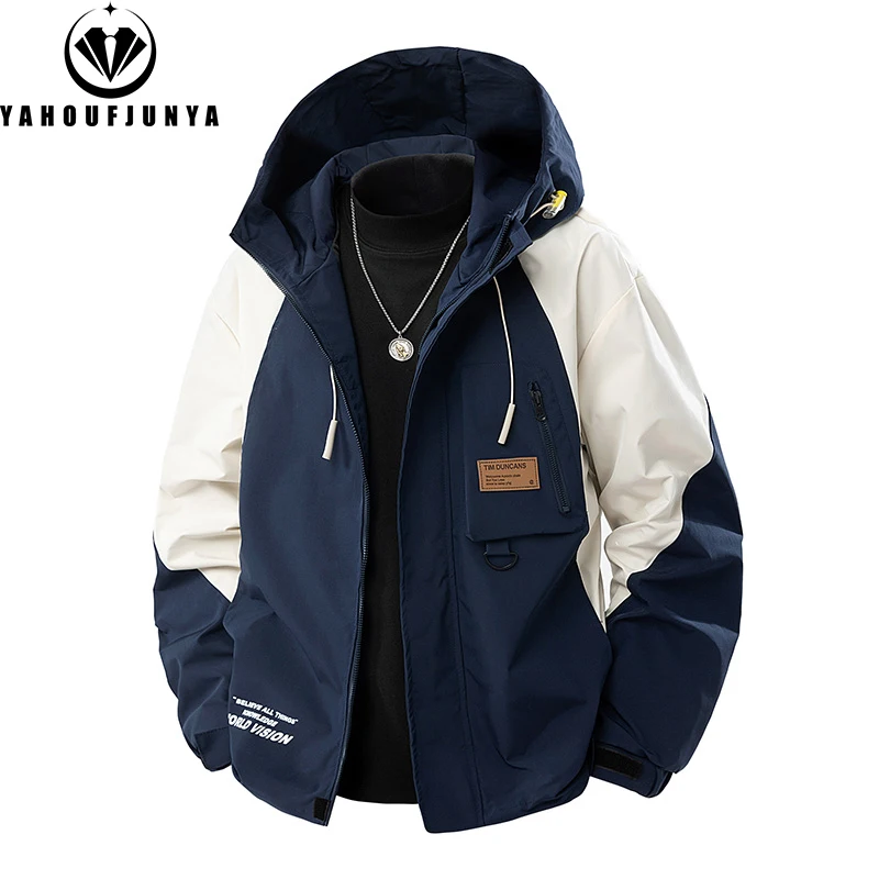 9XL New Men Spring Outdoor Leisure Windbreak Hooded Jacket Men Autumn Cargo Pocket Fashion Brand Loose Jacket Coat Male Clothing - Image 5