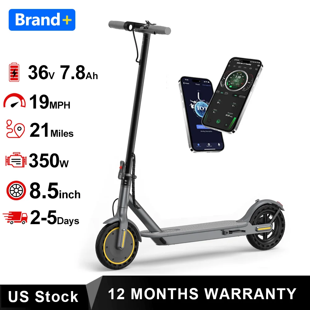 2026 New Electric Scooter 350W 19MPH APP Smart Control Scooter 8.5inch Solid tire Folding E-Scooter 21Miles Max Range for Adult