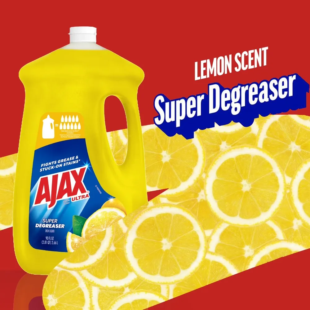 90 FL oz Ajax Ultra Dishwashing Liquid Bottle, Lemon Fresh Scent Super Degreaser Liquid Dish Soap, Powerful Grease Cleaner for Daily Kitchen Use - Image 3
