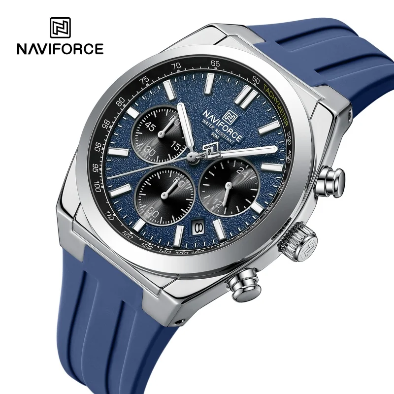 NAVIFORCE Men Watches Multifunctional Chronograph Silicone Strap Luminous Hands 3ATM Waterproof High Quality Original for Man