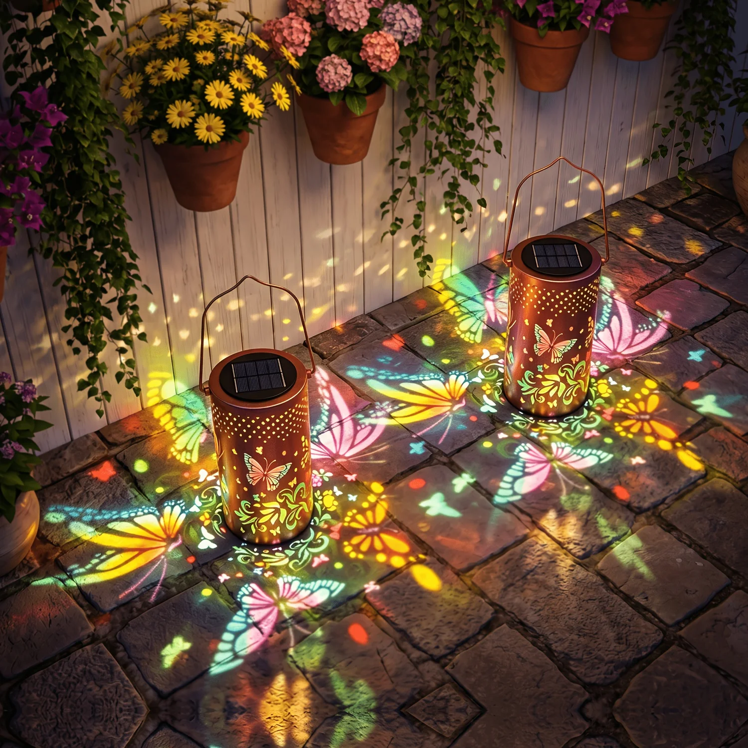 New Solar Sunflower Lantern, IP65 Waterproof Iron Garden Decoration, Upgraded Painted Butterfly Lantern, Spotlight, Light Sensor Lamp, Mother's Day Gift for Female Mothers And Grandmothers. Suitable for Patio, Patio, Backyard, Porch Decoration.