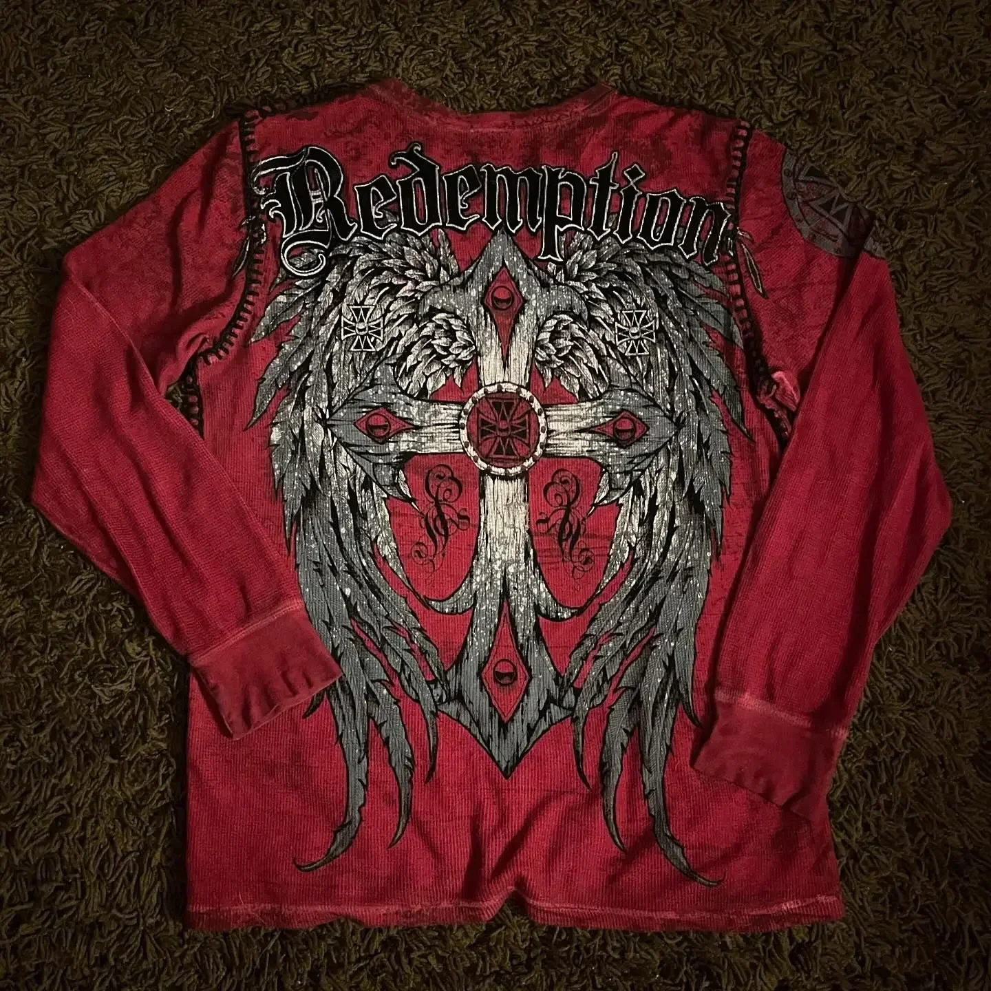 New Long sleeved Affliction T shirt Y2K Hip Hop Round Neck Oversized T shirt Mens Womens Casual Gothic Clothing Tops Streetwear