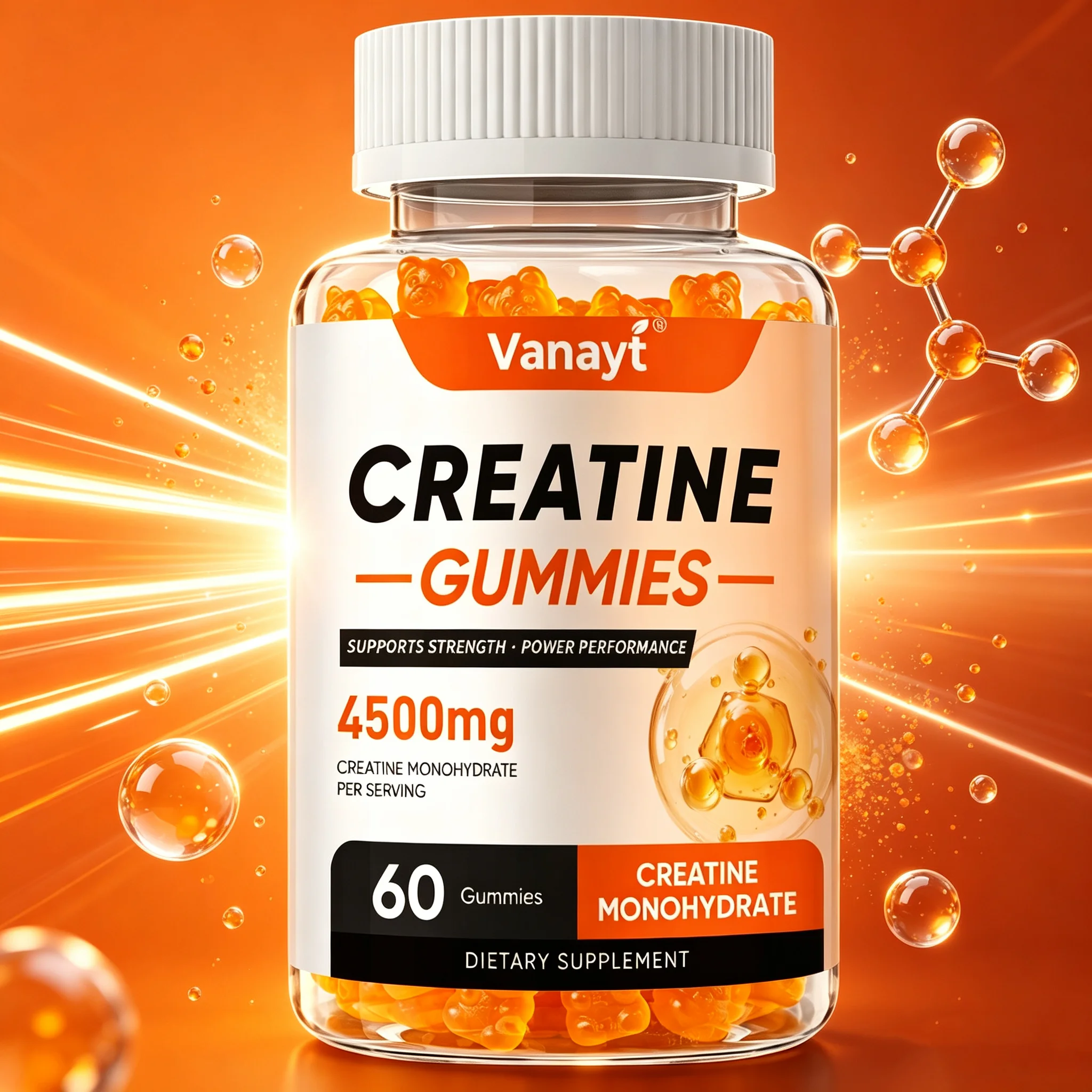 Creatine Monohydrate Gummies 4500mg - Boost Energy, Build Muscle Mass, and Improve Athletic Performance