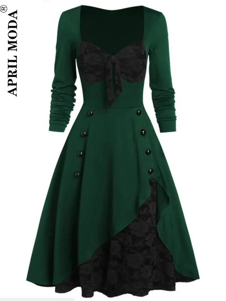 S-5XL Gothic Casual Women Vintage Dress 50s 60s Rockabilly Lace Swing Pin Up Party Dresses Elegant Tunic Vestidos Drop Shipping - Image 6