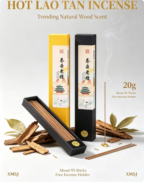 Trending Lao Tan Incense Set,Natural Sandalwood Agarwood Sticks 20g About 95 Sticks Warm Woody Scent for Home Meditation Yoga