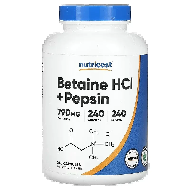 Betaine Hydrochloride with Pepsin 240 Tablets Stomach and Intestine Protection Supplement for Digestive Health