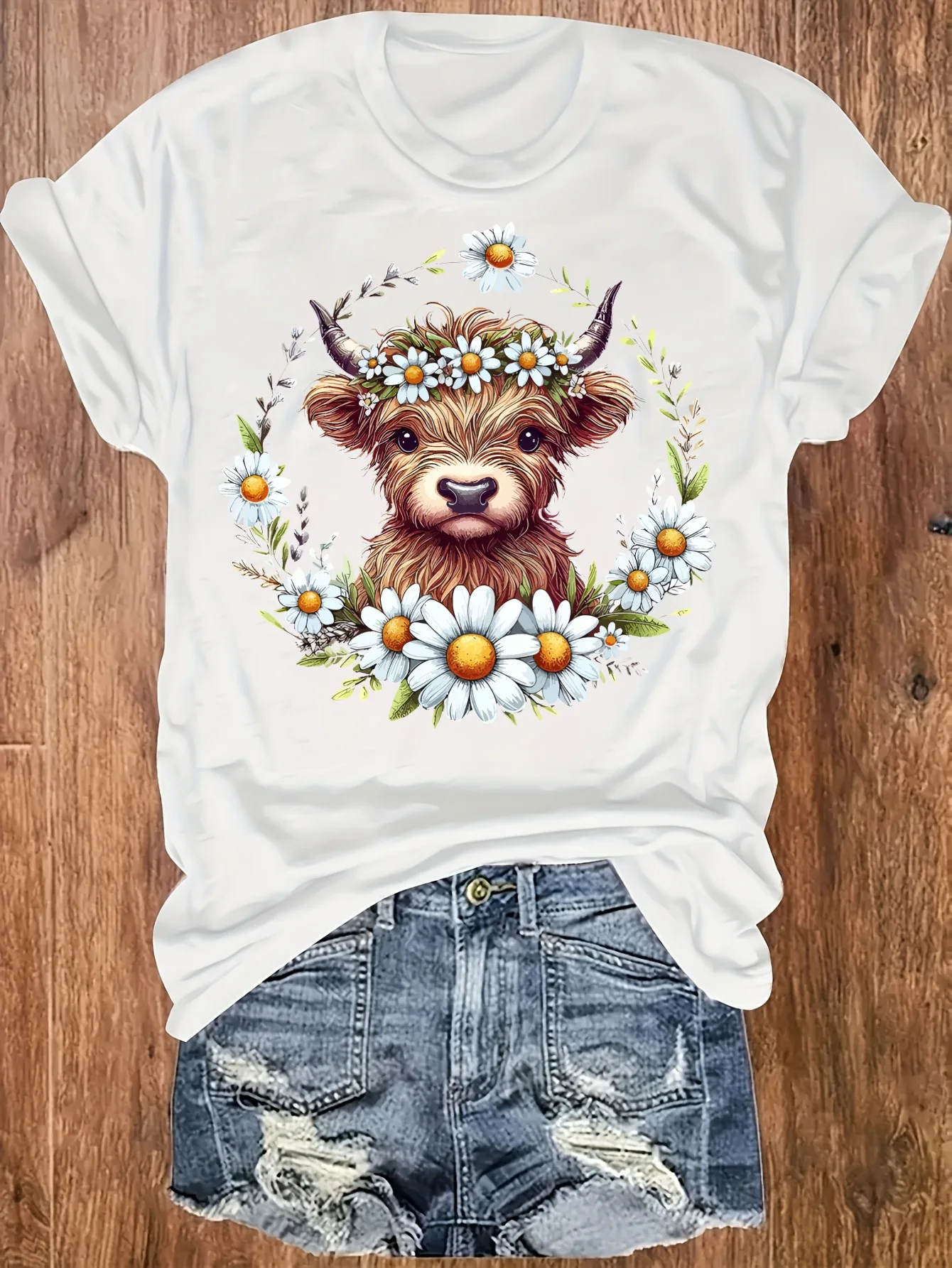 women's plus size tank top Cow With Daisy Wreath Suitable for sports and daily wear summer beach vacation tops womens clothes - Image 4