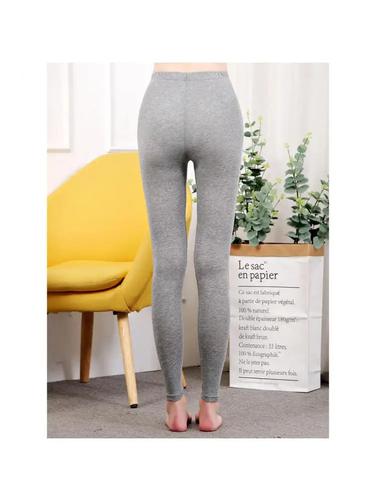 New Girl Tight Pants Modal Nine Point Leggings Women Large Size Autumn Slim Gray Trousers Outer Wear Fit Slimming Black White - Image 3