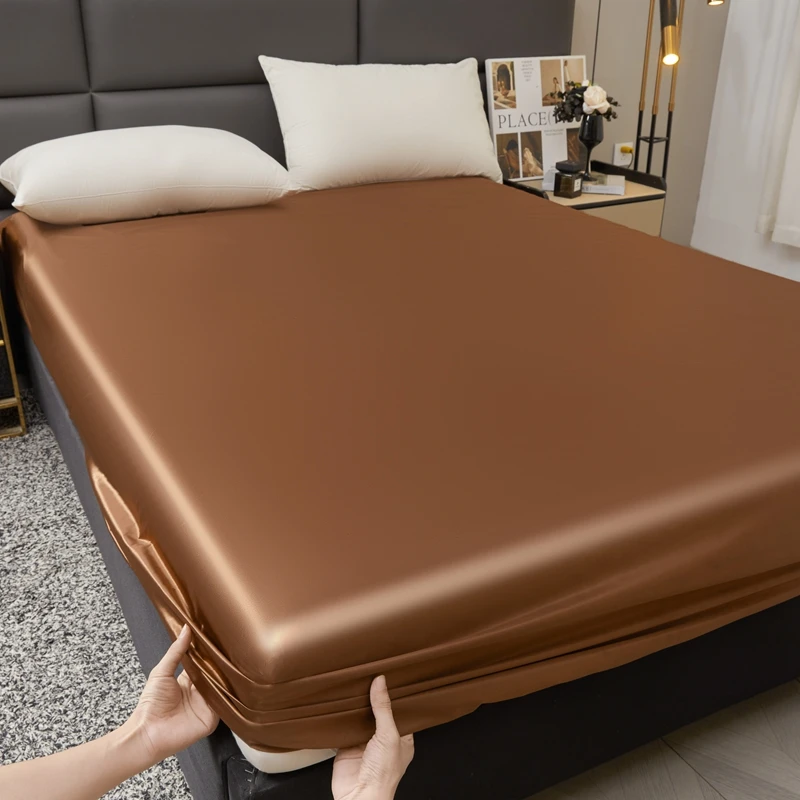 Silky Satin Waterproof Mattress Protector For Women Kids Summer Use Fitted Sheet Queen King Bed Pad Cover Single Double - Image 5