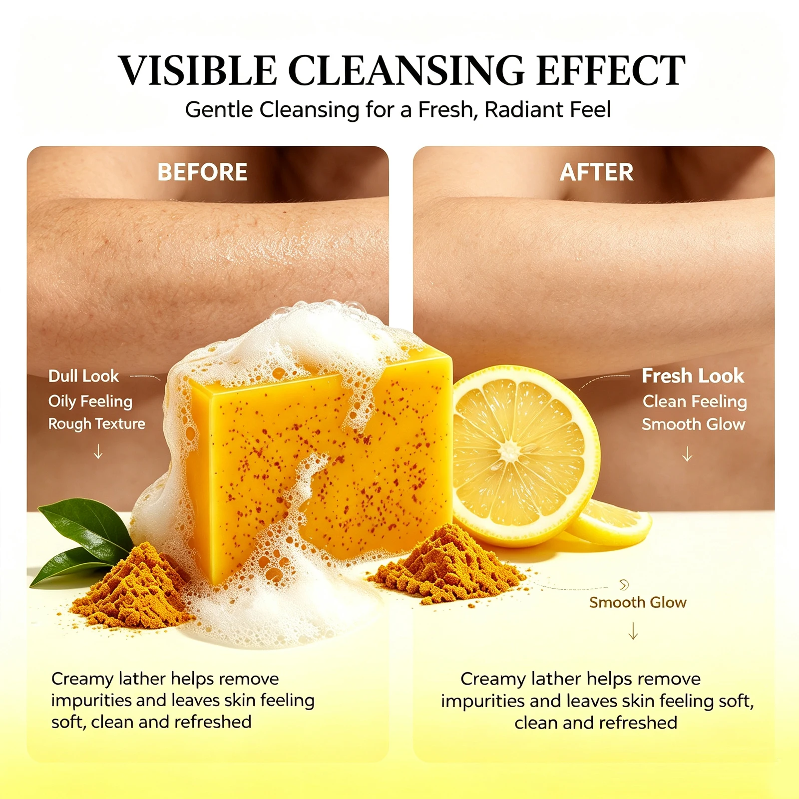 Amococo Turmeric Kojic Acid Soap 100g Deep Cleansing Bar Soap for Face and Hands Natural Skin Care Body Cleanser Daily Bath Soap - Image 6