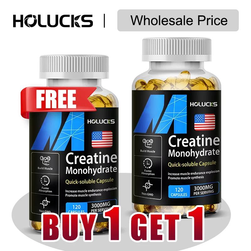 Buy 1 Get 1 Free! Creatine Monohydrate 3000mg Supplement, for Lean Muscle & Performance, Fat Loss & Overall Fitness, Vegan