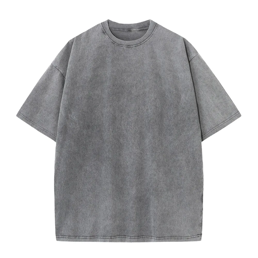 230G Cotton American Large Size T Shirts Men Summer Vintage Clothes Washed Tees Casual Short Sleeve Basic Male Tops - Image 5