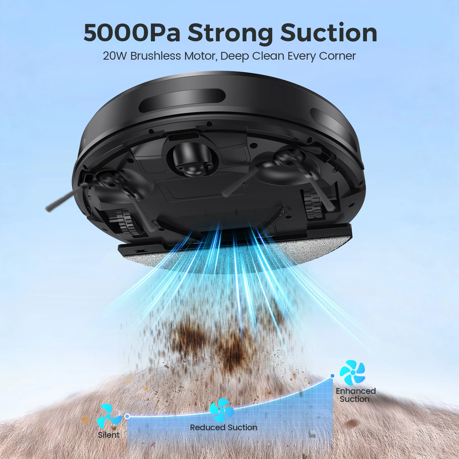 INSE Robot Vacuum Cleaner 3-in-1 Sweep Mop Vacuum Cleaner 5000Pa Strong Suction with Auto-Return Charging Support Alexa/WiFi/App - Image 2