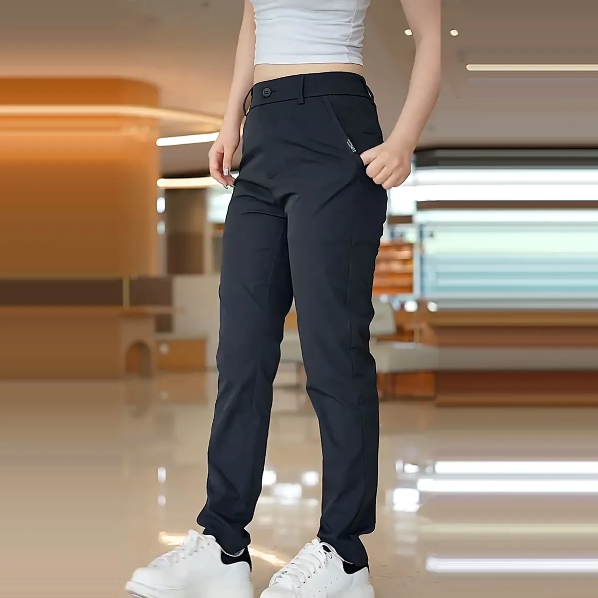 Summer Thin Men's Casual Pants Twill Fabric Elastic Waist Business Slim Straight Khaki Chino Work Trouser Male Brand Clothing - Image 3