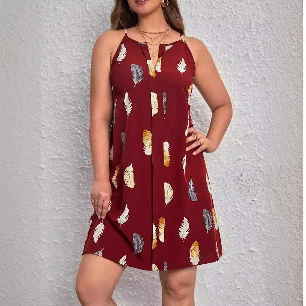 Fashionable Printed plus Size Women's Dress Gothic Style A-Line Skirt Zipper Closure Mid-Length Casual City Walk Dress - Image 2