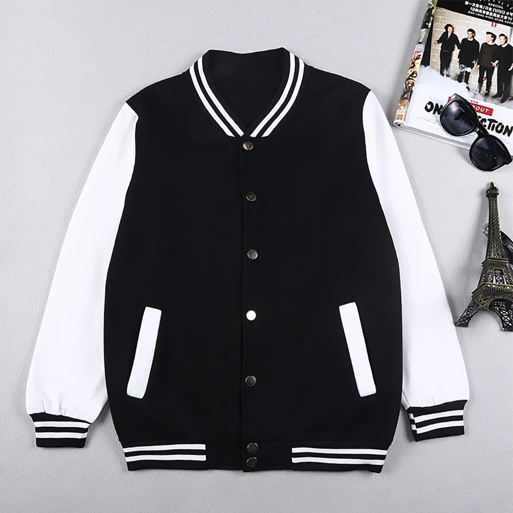 Black White Color Jacket S-5XL Loose Oversized Clothes Casual Men Women Baseball Clothes Couple Street Coat Warm Fleece Jackets - Image 3