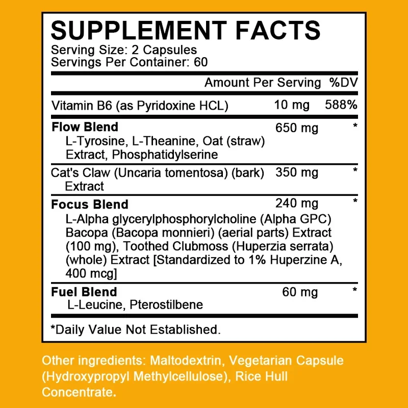 Alpha Brain Nootropics Brain Supplement for Men and Women - Memory, Mental Clarity & Cognition with Vitamin B6, Focus Capsules - Image 6