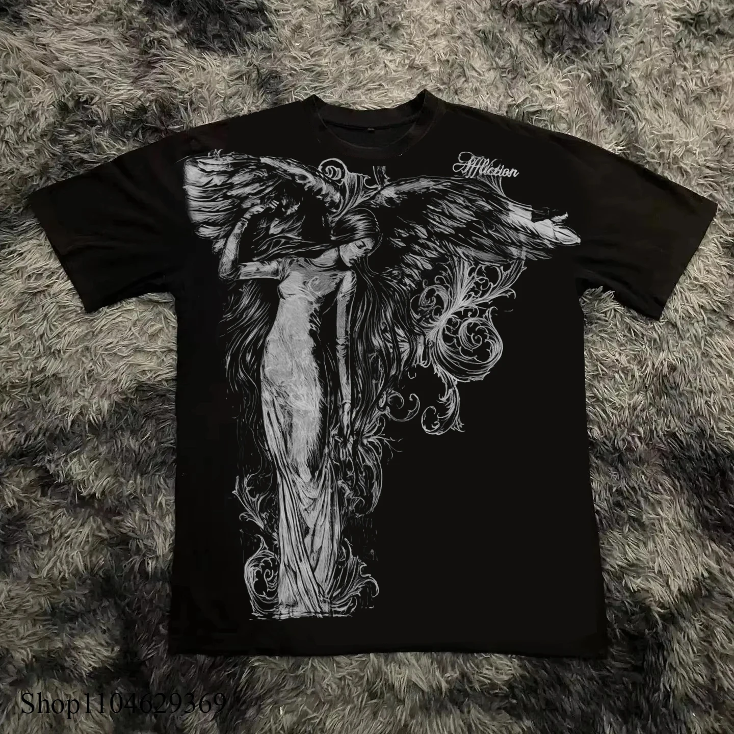Classic Y2K Gothic Style T-shirt Print Oversized T Shirt High Street Shirts Gothic Round Neck Cotton Tops New Mens Women T Shirt