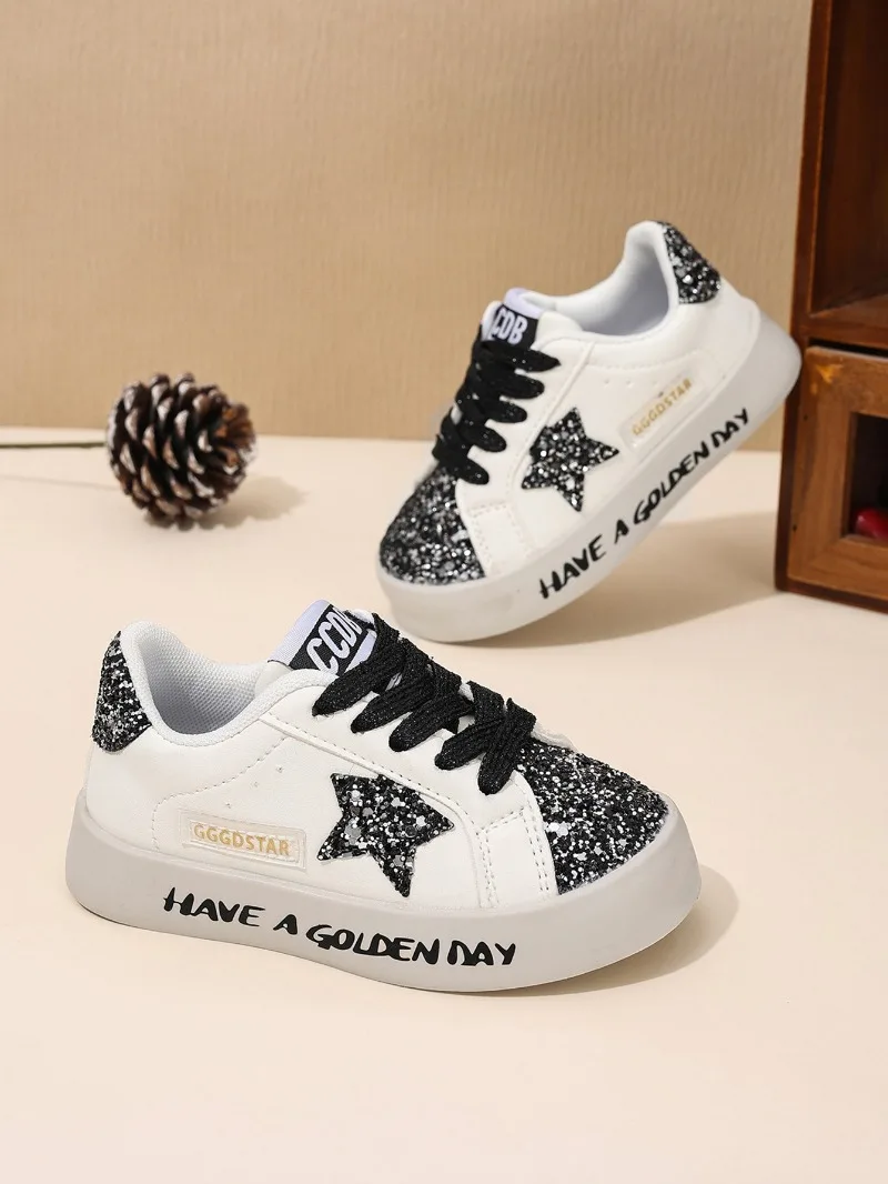 Fashionable Girls Sneakers Parent-child Summer Sports Shoes Student Casual Non-slip Shoes Children's Trendy Star Sequined Shoes - Image 4