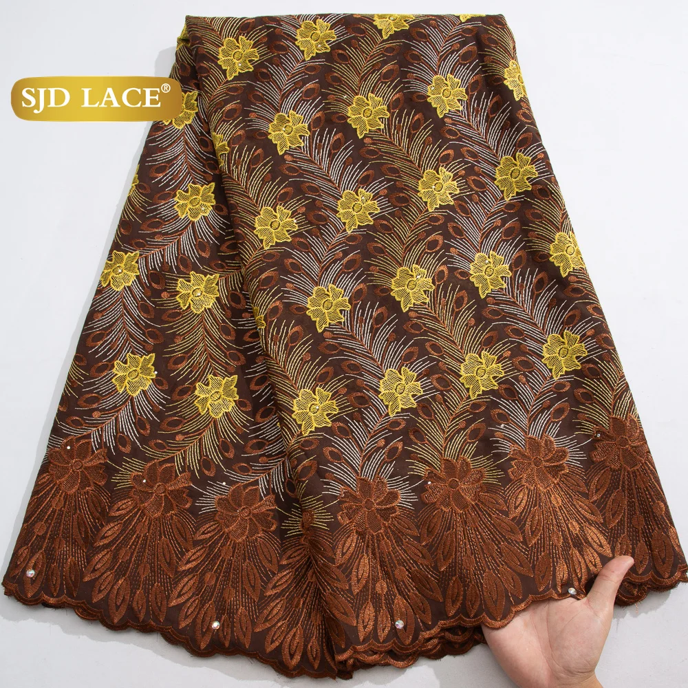 SJD LACE African Nigerian Cotton Lace Fabrics 5Yards 2026 High Quality Embroidery Swiss Voile Lace for Women Party Dresses 4016 - Image 3
