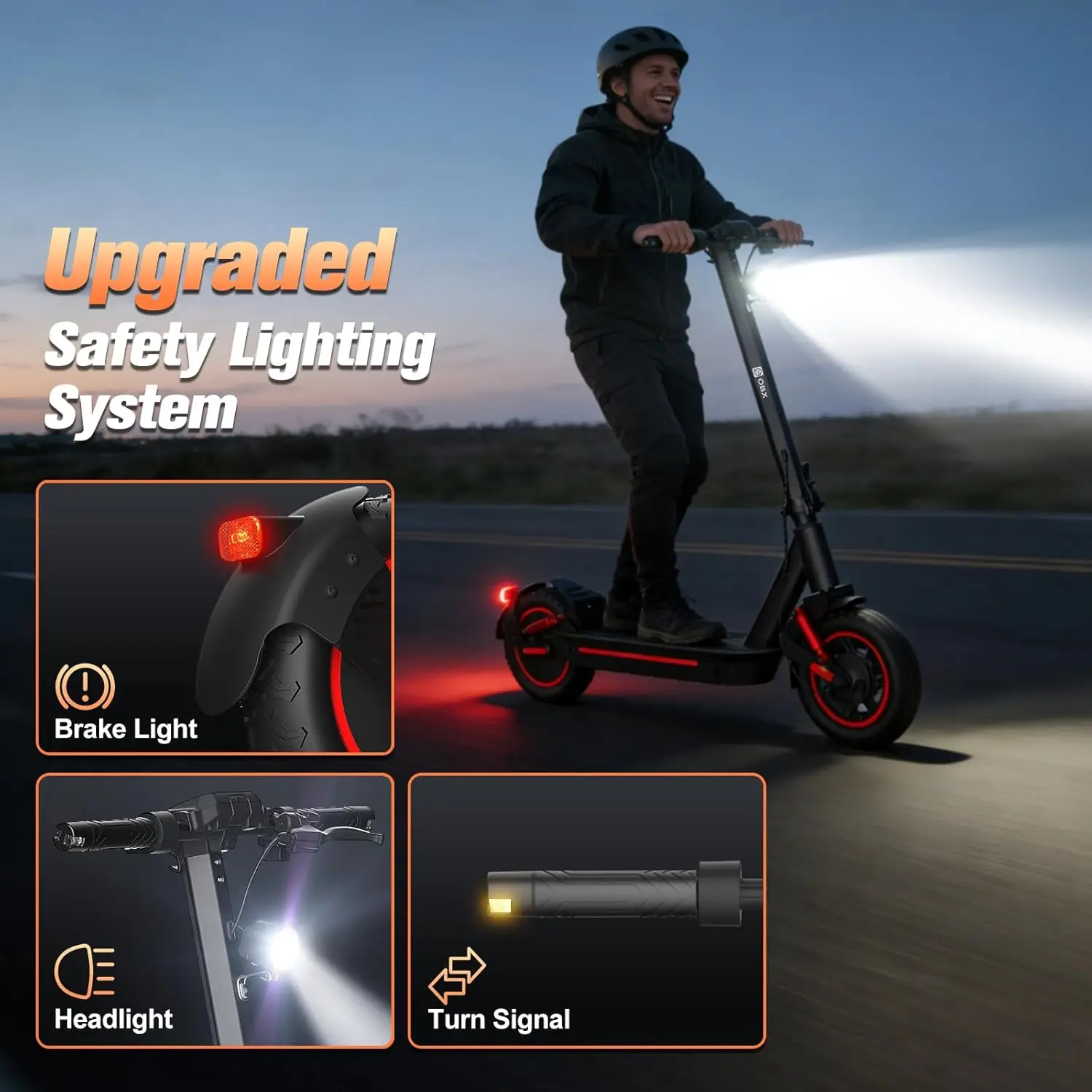 OBX Electric Scooter 1200W Motor for Adults 48V Battery 30mph Max Speed Up to 35Miles Range 10 Inch Tires - Image 5