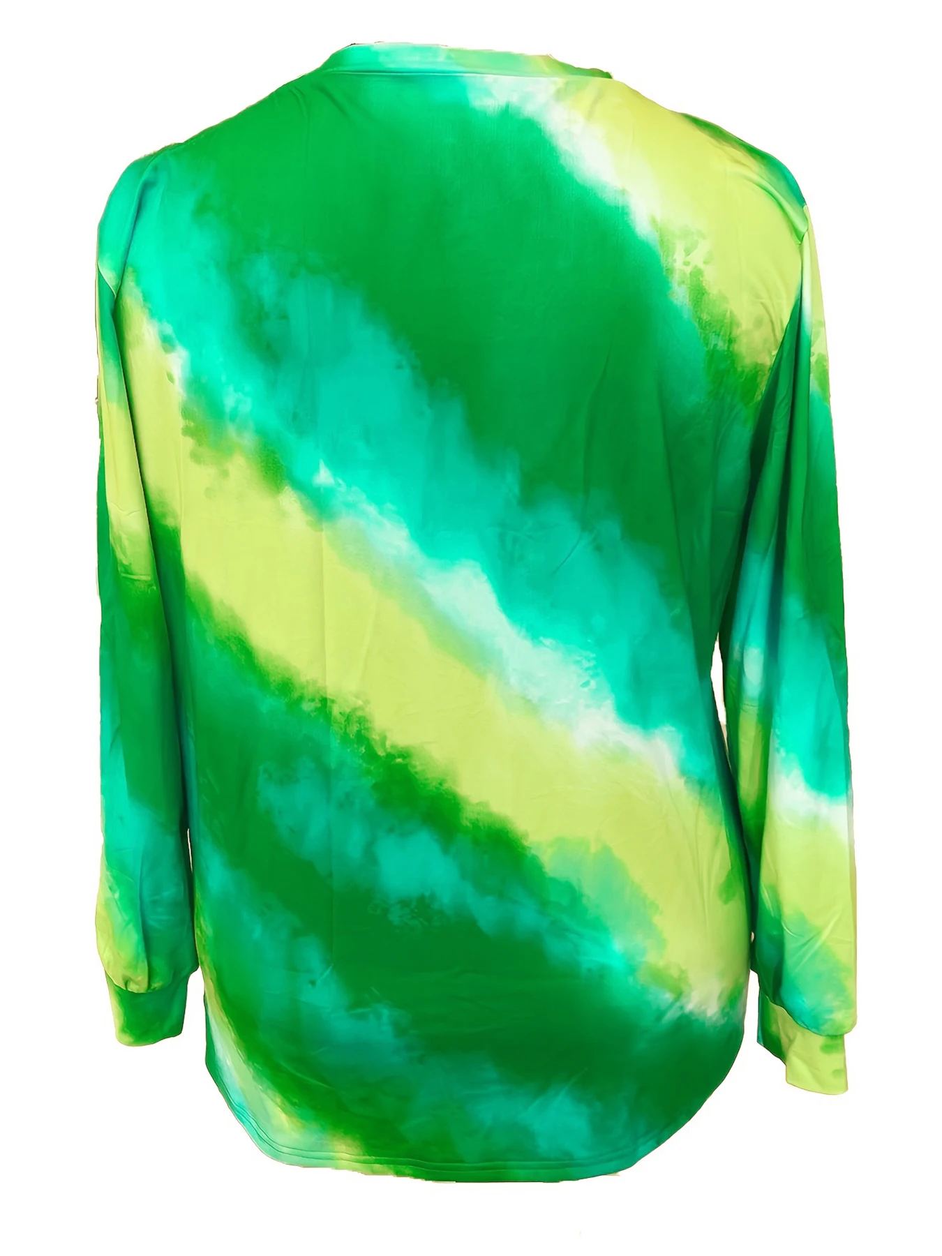 Plus Size Gothic Tops for Women Abstract Skull Print Tie Dye Long Sleeves Crew Neck Loose Fit Tunic Top - Image 2