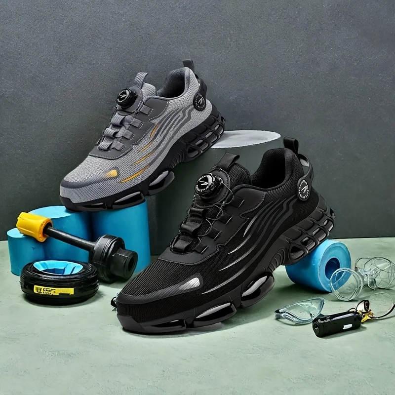 Rotary Button Safety Shoes Men Steel Toe Sneakers Puncture Proof Work Safety Boots Air Cushion Sport Work Shoes Anti-smash Boots - Image 7
