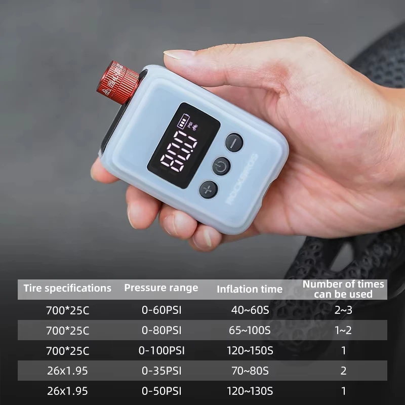 ROCKBROS Bicycle Pump 150PSI Portable Pocket Electric Air Pump Schrader Presta Valve MTB Rechargeable Compressor Tire Inflator - Image 2