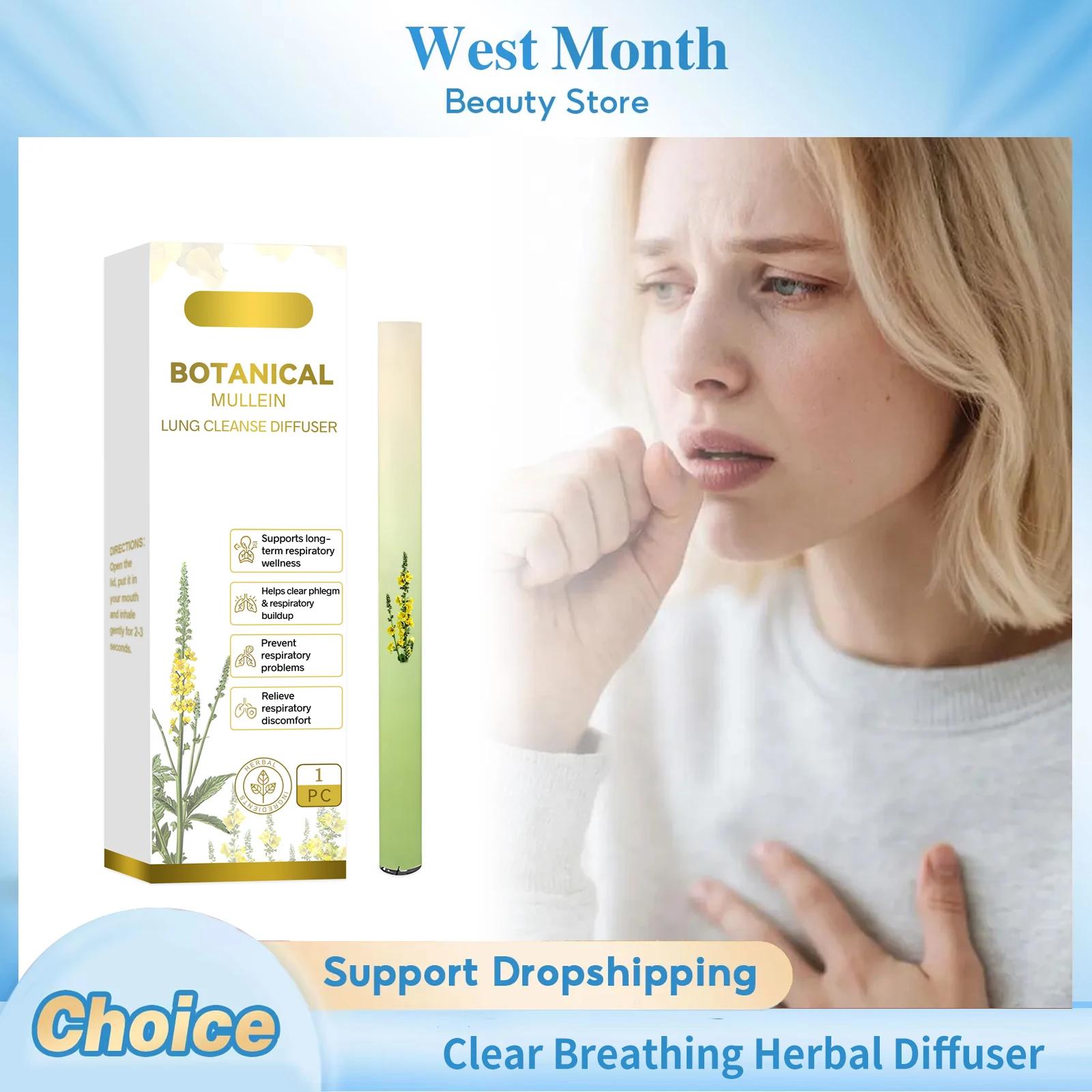 Herbal Lung Cleanse Inhaler Relief Fatigue Improving Sleep Melatonin Boost Energy Clear Breathing Air Freshening Herbal Diffuser