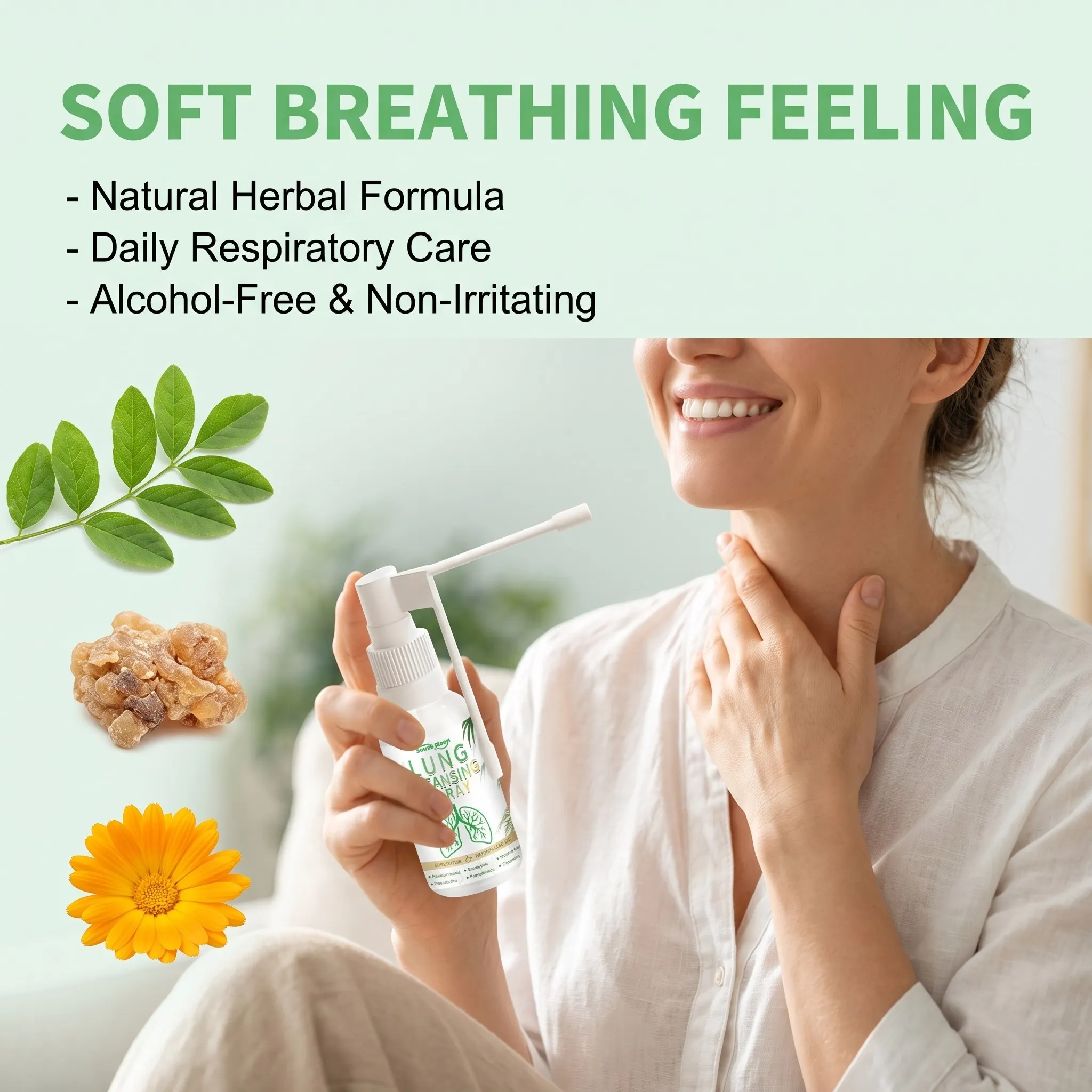 Herbal Lung Cleanse Spray Breath Detox Gentle Clear Lung Discomfort Long Lasting Respiratory Support Daily Lung Care Breath Mist - Image 4