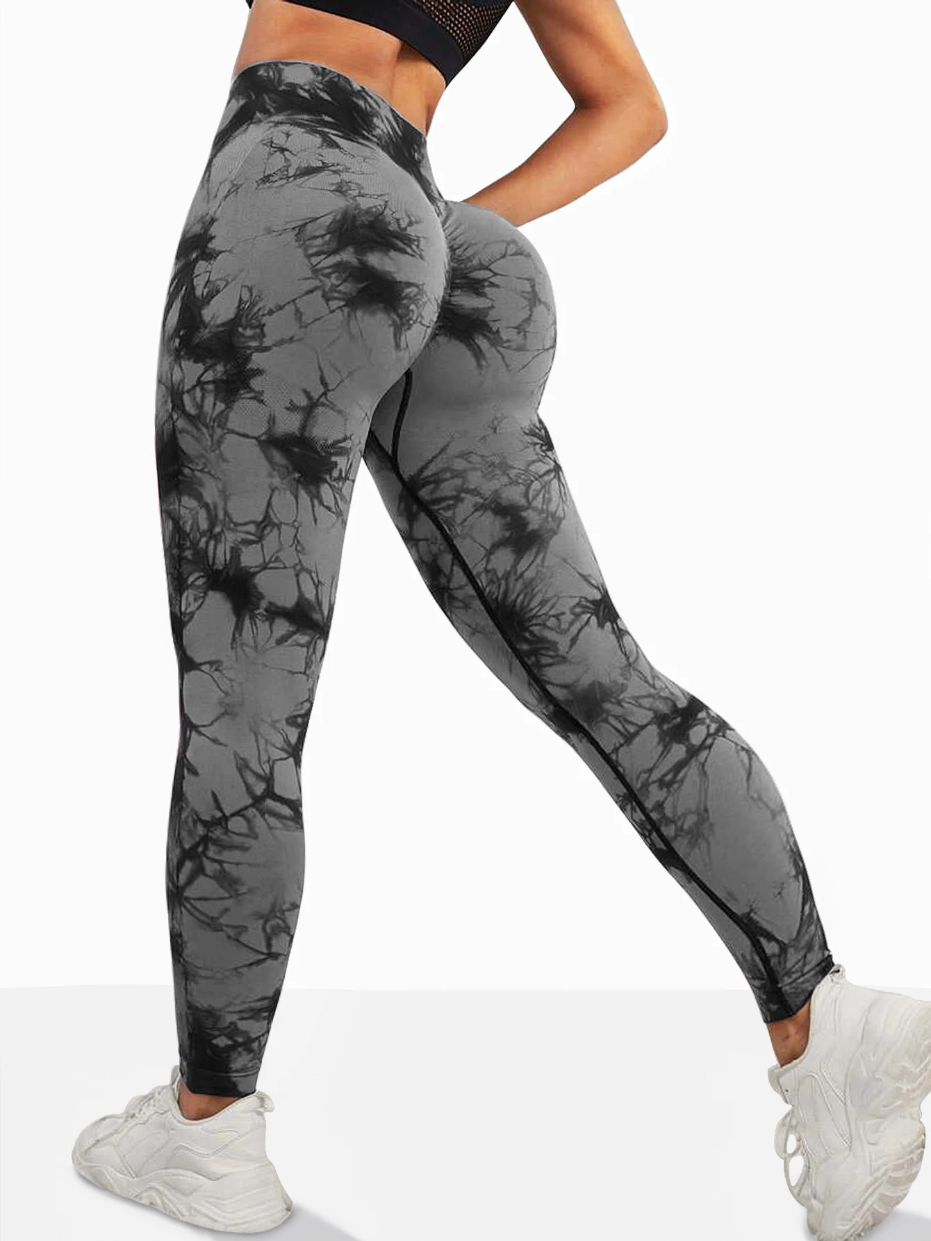 Women's Tie Dye Seamless High-Waisted Yoga Pants Tummy Control Belly Band Pants Comfortable Stretchy Leggings for Women - Image 4