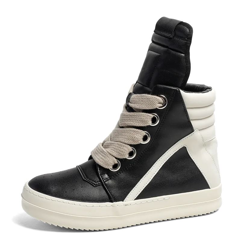 Casual High-top Boots Sports Shoes Lace-up Leather Ankle Boots Male Skateboard Shoes Men Sneakers 39-44 Men Luxury Sneakers