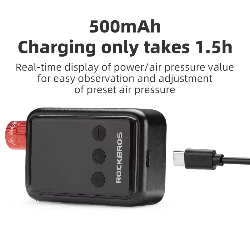 ROCKBROS Bicycle Pump 150PSI Portable Pocket Electric Air Pump Schrader Presta Valve MTB Rechargeable Compressor Tire Inflator - Image 6