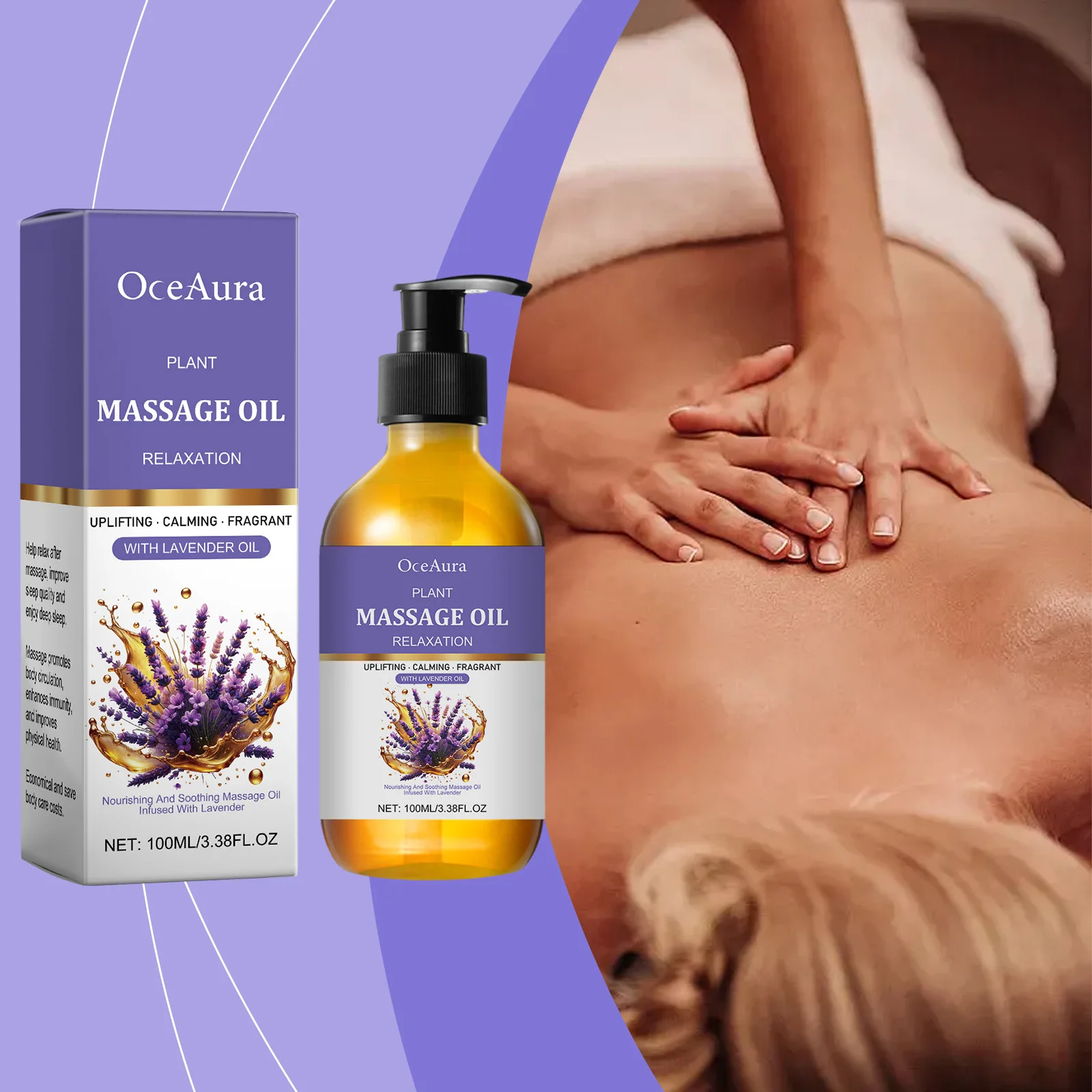 Lavender Essential Oil Relief Stress Improve Sleep Spa Moisturizing Comfortable Calming Nourishing Body Relaxing Massage Essence - Image 3
