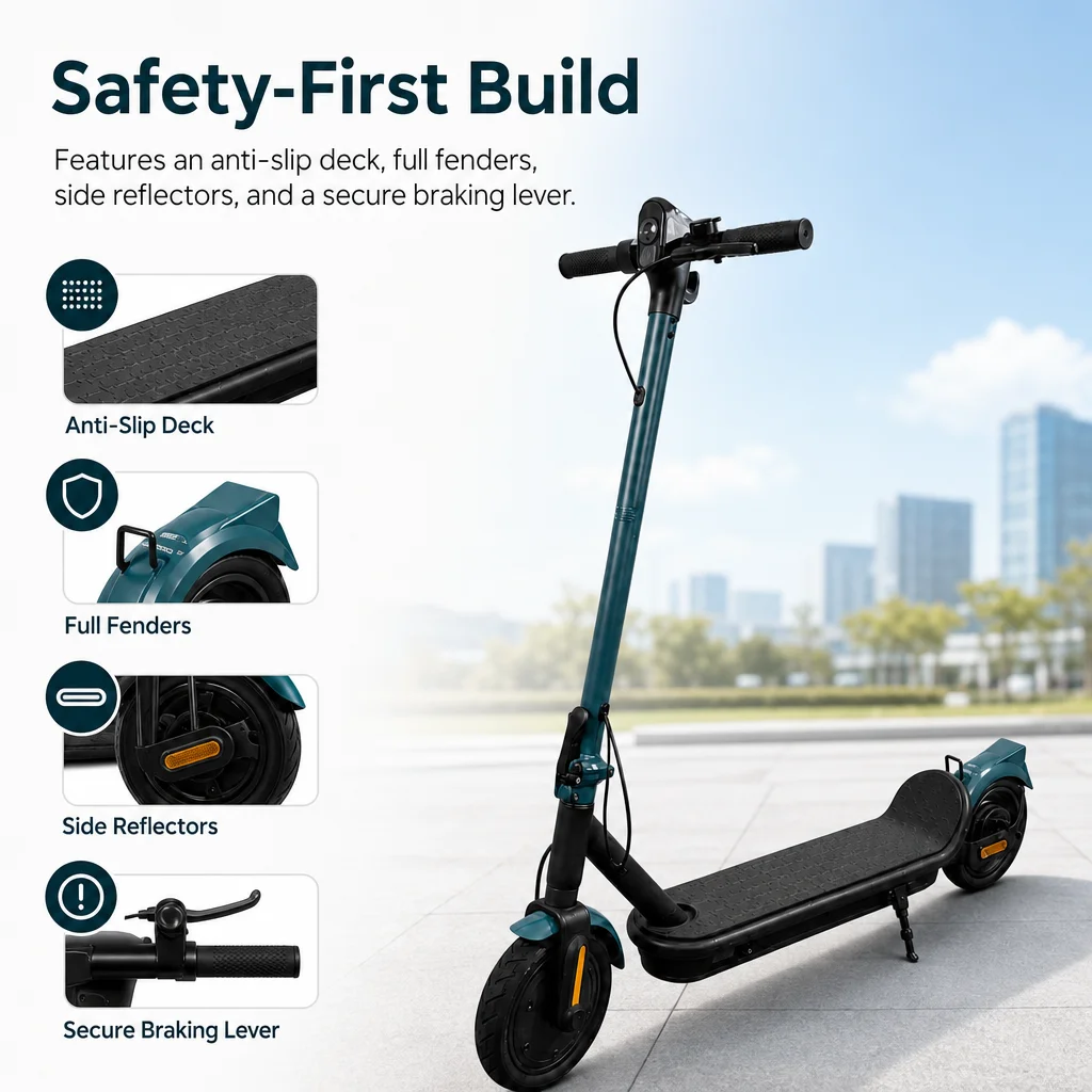 SOFLOW Adult Electric Scooter 350W Motor 25km/h Max Speed, 36V 5Ah Battery & 8.5" Tires. Quick-Fold Lightweight Commuter E-Scooter with LED Display, Anti-Slip Deck. Portable Urban Travel Scooter for Daily Short Trips - Image 5
