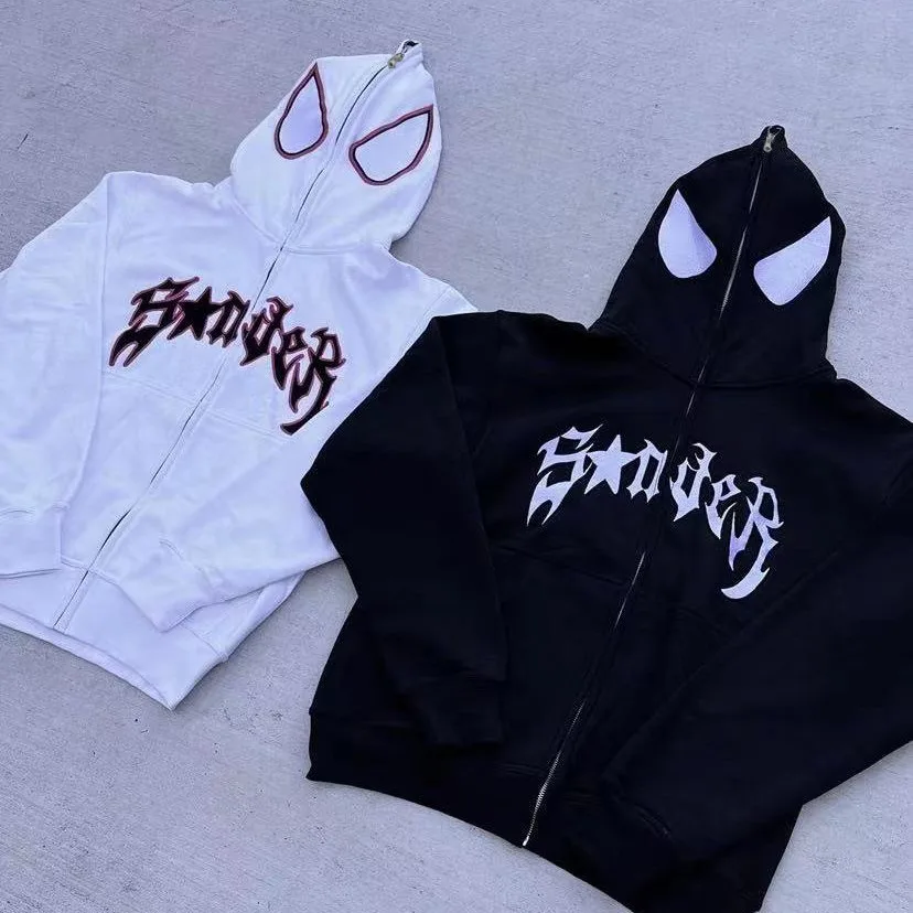 Full Zip Up Spider Hoodie Women Men Streetwear Harajuku Graphic Oversized Jacket Hood Shirt Punk Gothic Y2K Clothes Sweatshirt - Image 3