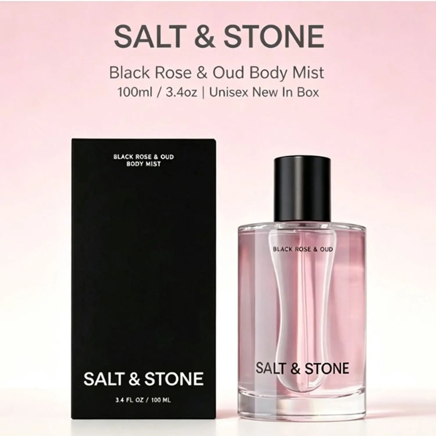 Salt & Stone Black Rose & Oud Body Mist 100ml 3.4oz Unisex Perfume Spray New In Box Fragrance