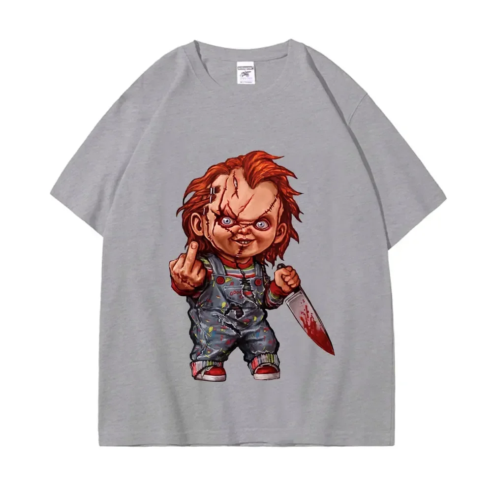 Horror Chuck Pattern T-shirt Women's Gothic Fashion Short sleeved T-shirt Summer High Quality T-shirt Street Clothing - Image 5