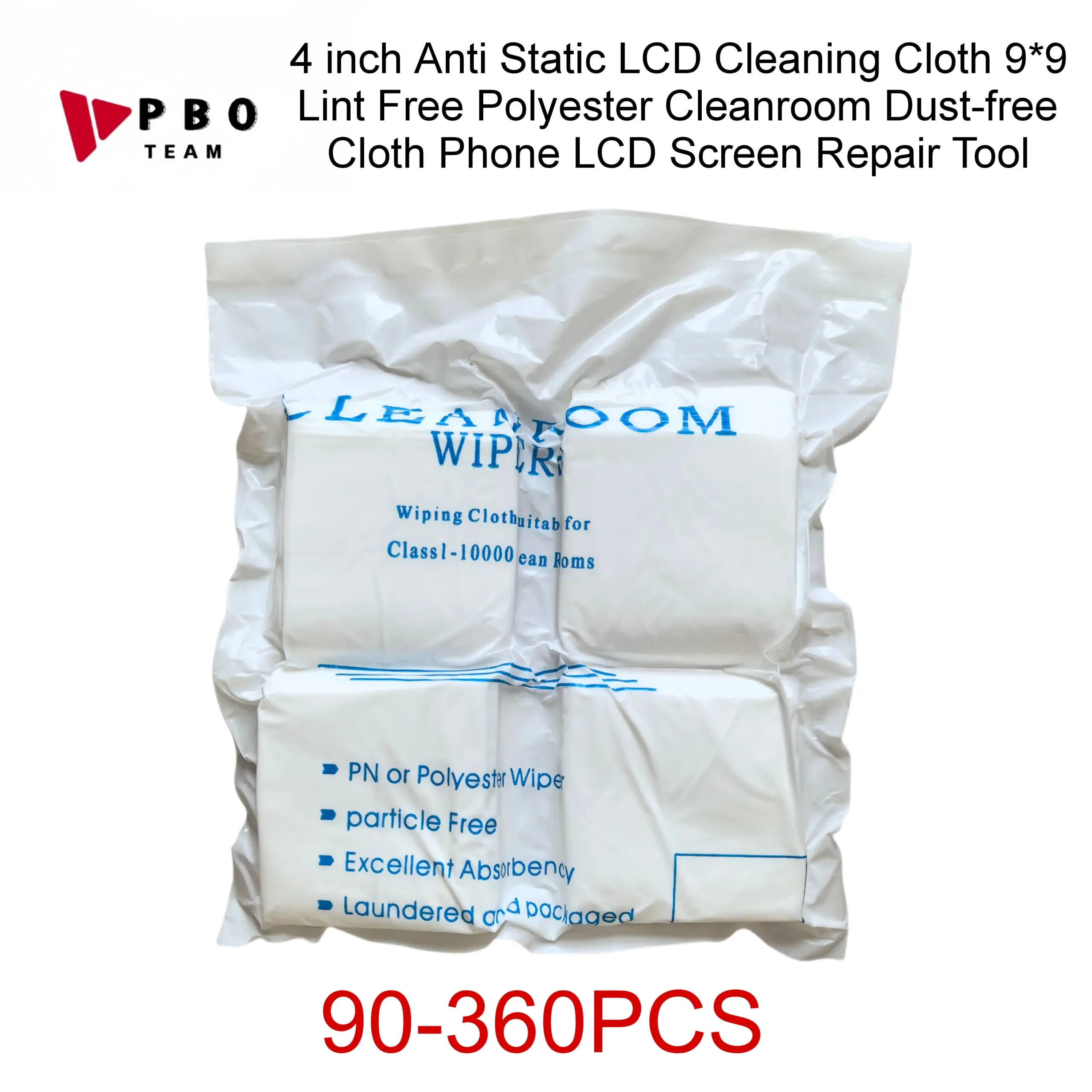 90-360pcs 4 inch Anti Static LCD Cleaning Cloth 9*9 Lint Free Polyester Cleanroom Dust-free Cloth Phone LCD Screen Repair Tool