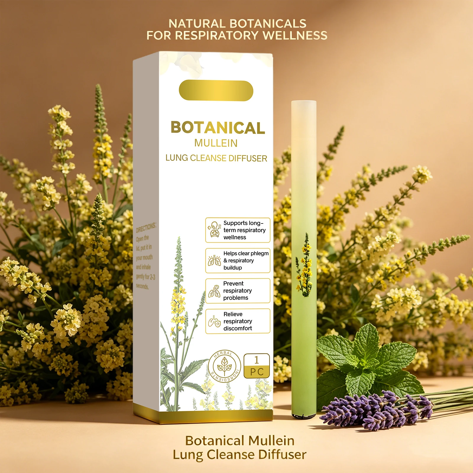 Herbal Lung Cleansing Inhaler Stick Refresh Mind Relief Fatigue Boost Energy Soothe Nasal Diffuser Portable Air Freshening Stick
