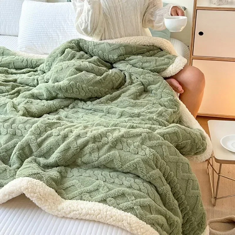Soft Woolen Blanket for Bedding and Sofa, Warm Lamb Velvet Flannel Cover Blanket for Office, Air Conditioning and Nap - Image 3