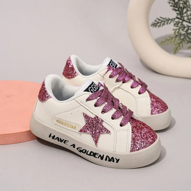 Fashionable Girls Sneakers Parent-child Summer Sports Shoes Student Casual Non-slip Shoes Children's Trendy Star Sequined Shoes - Image 2