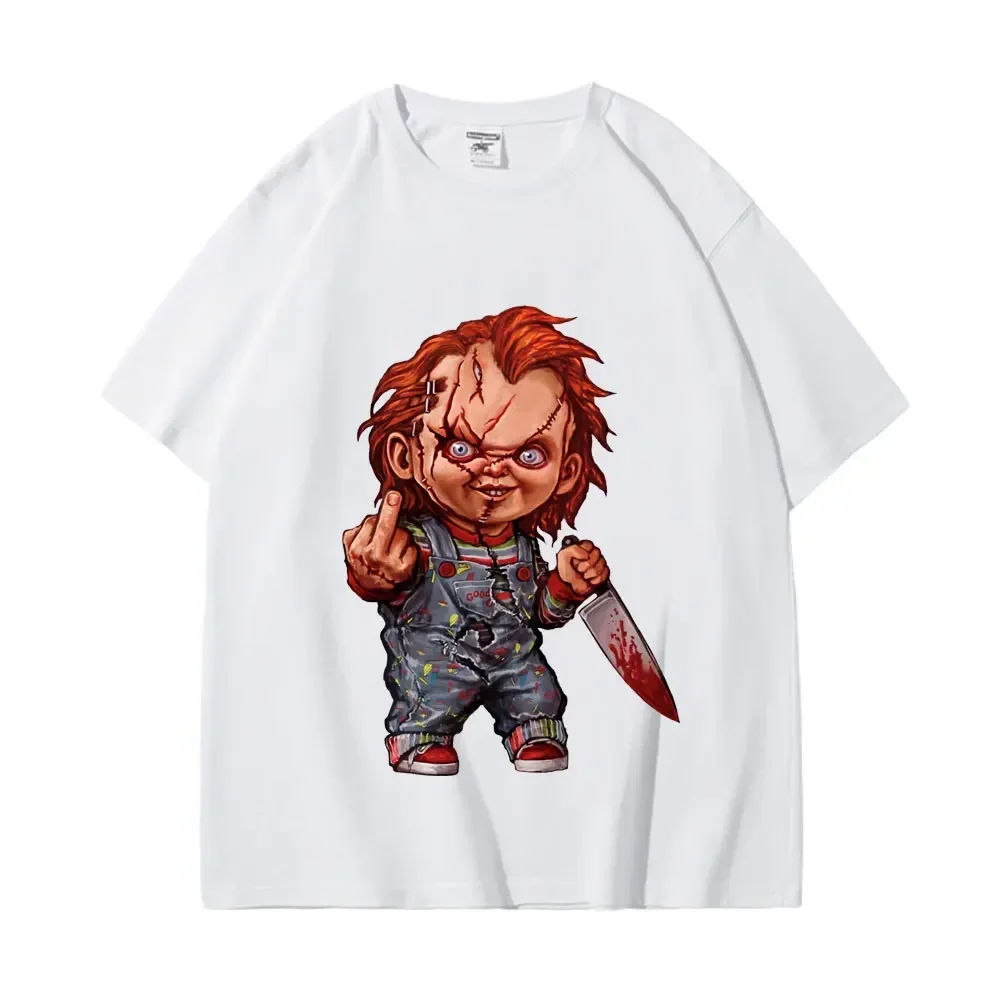 Horror Chuck Pattern T-shirt Women's Gothic Fashion Short sleeved T-shirt Summer High Quality T-shirt Street Clothing - Image 2