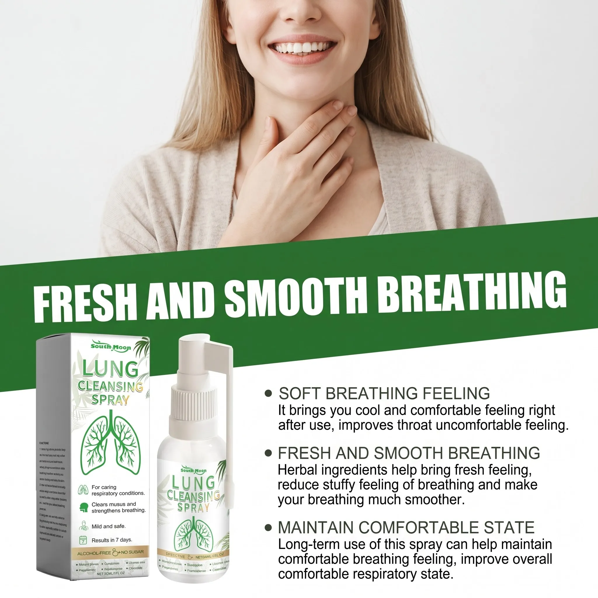 Herbal Lung Cleanse Spray Breath Detox Gentle Clear Lung Discomfort Long Lasting Respiratory Support Daily Lung Care Breath Mist - Image 6