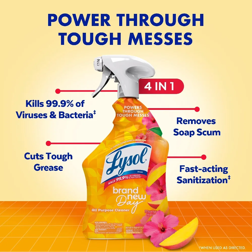 All Purpose Cleaner Mango Hibiscus Scent Deep Clean Degreaser Fresh Fragrance Floor Kitchen Bathroom 32 fl oz Liquid Concentrated