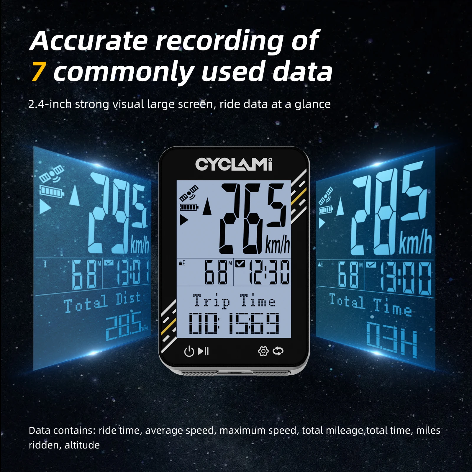 CYCLAMI Bicycle GPS Computer Multi-Language 2.4 inch IPX7 Odometer Female Riders Speed Meter Cyclists - Image 3